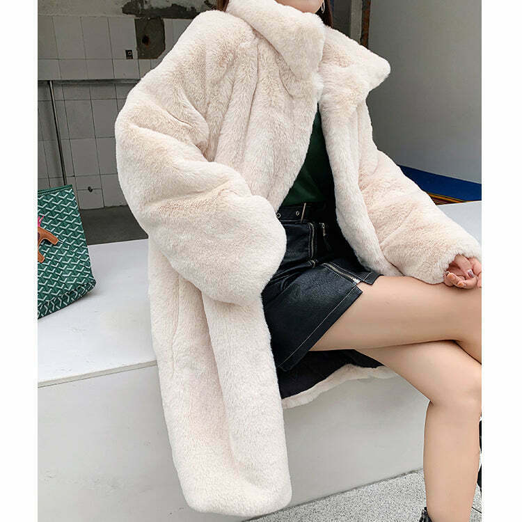 Quilted Mink Fur Coat: Gen Z K-POP Streetwear Y2K Style