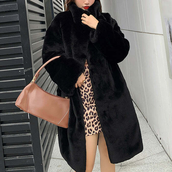 Quilted Mink Fur Coat: Gen Z K-POP Streetwear Y2K Style