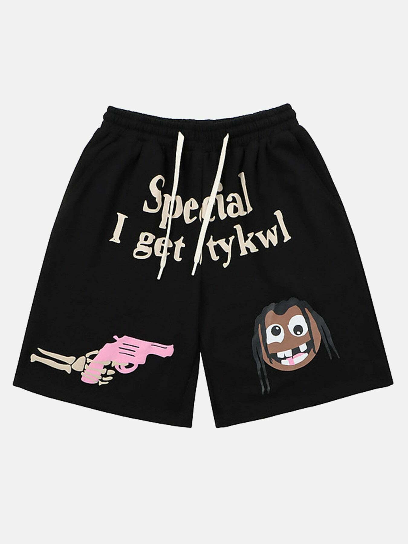 Quirky Foam Print Gen Z Streetwear Shorts with Playful Letters