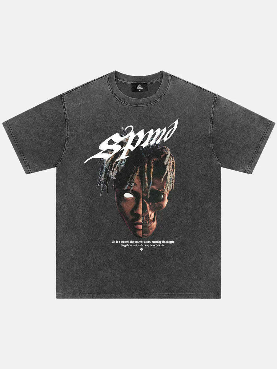 Rapper Skull Graphic Tee for Gen Z Streetwear & K-POP Fashion