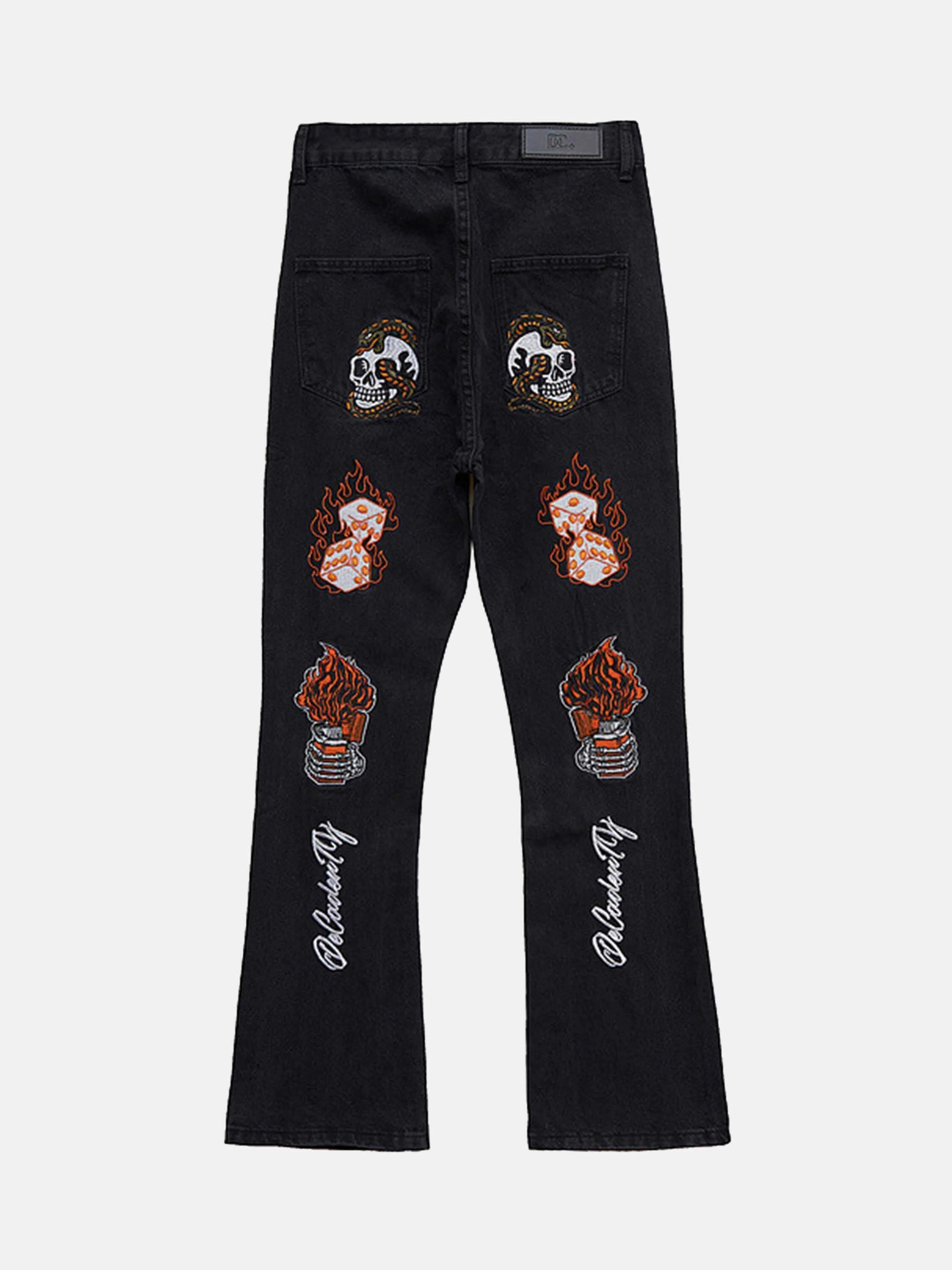 Retro Embroidered High Street Jeans - Gen Z K-POP Streetwear