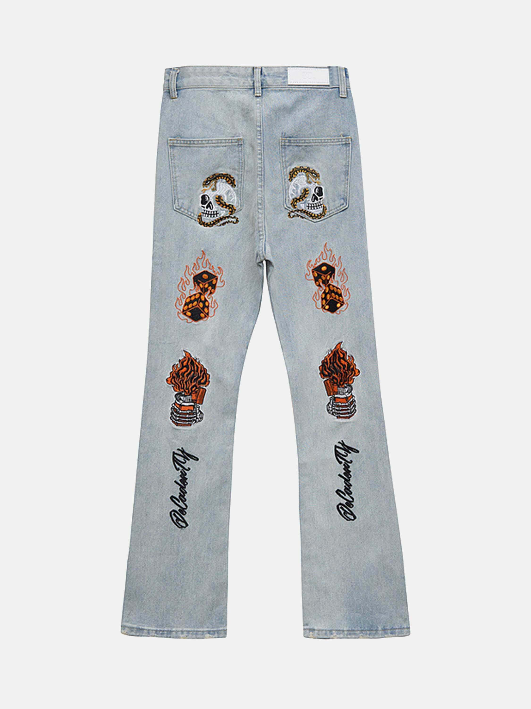 Retro Embroidered High Street Jeans - Gen Z K-POP Streetwear