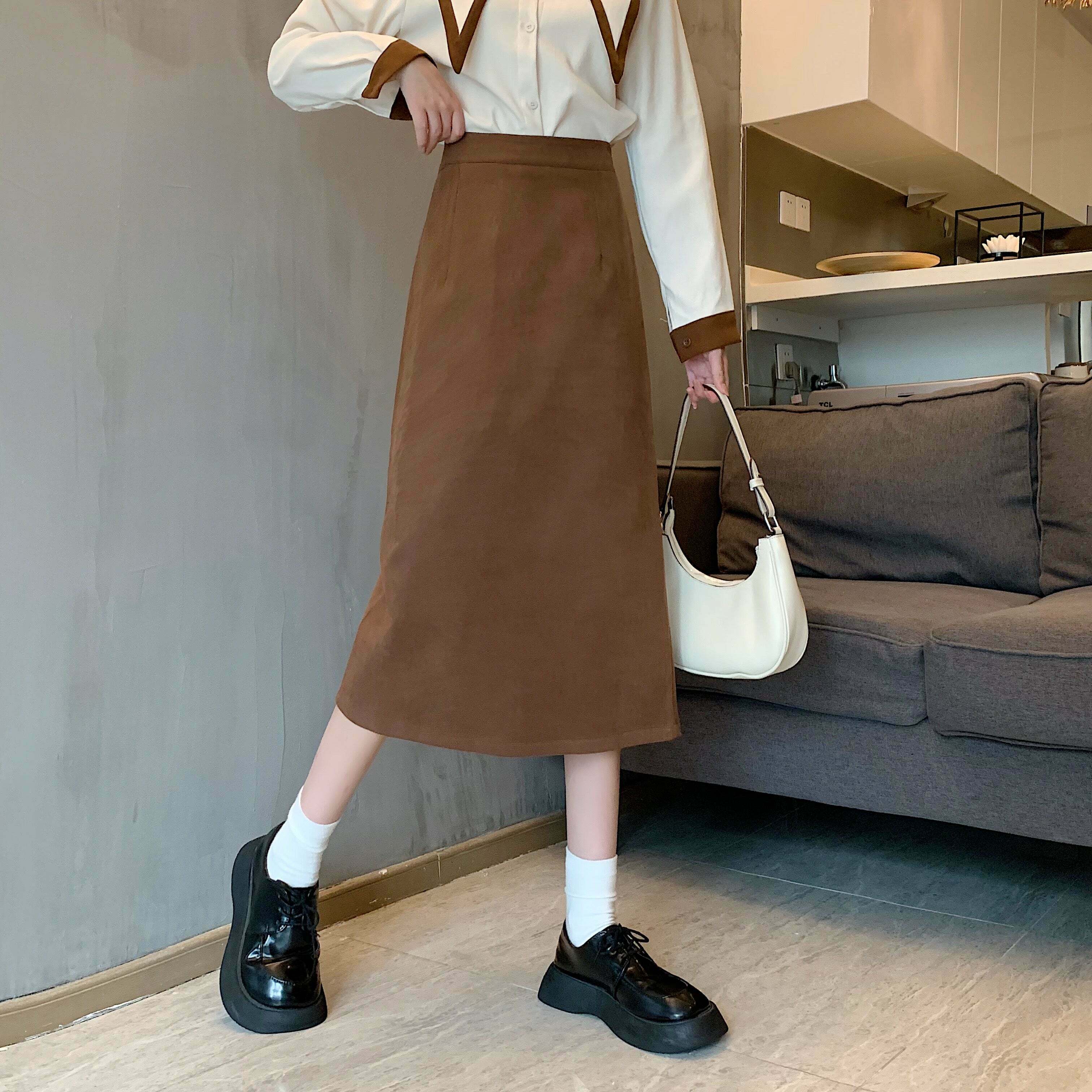 Retro High Waist Midi Skirt - Trendy Gen Z K-POP Streetwear