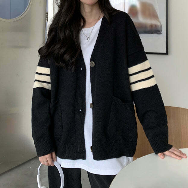 Retro Knitted Cardigan: Gen Z K-POP Streetwear for Winter