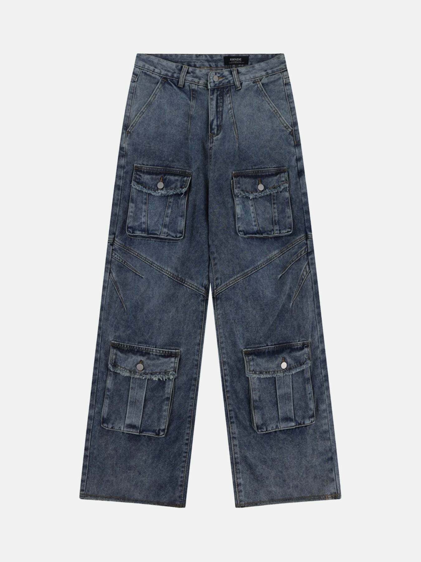 Retro Multi-Pocket Denim Jeans - Vintage Style 1958