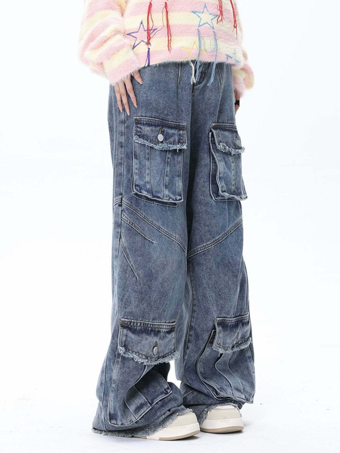 Retro Multi-Pocket Denim Jeans - Vintage Style 1958