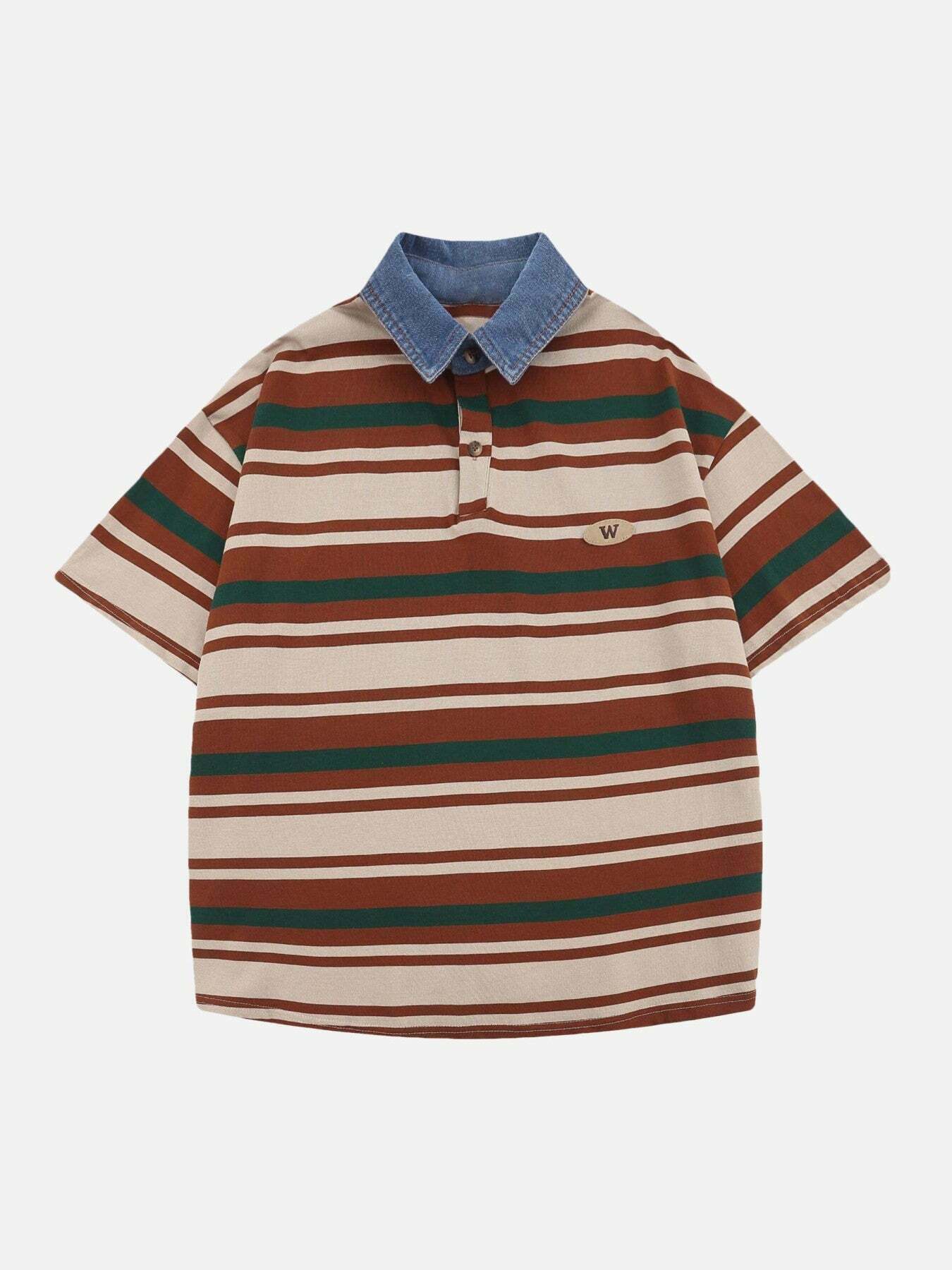 Retro Striped Polo Shirt: Gen Z K-POP Streetwear for Y2K Style