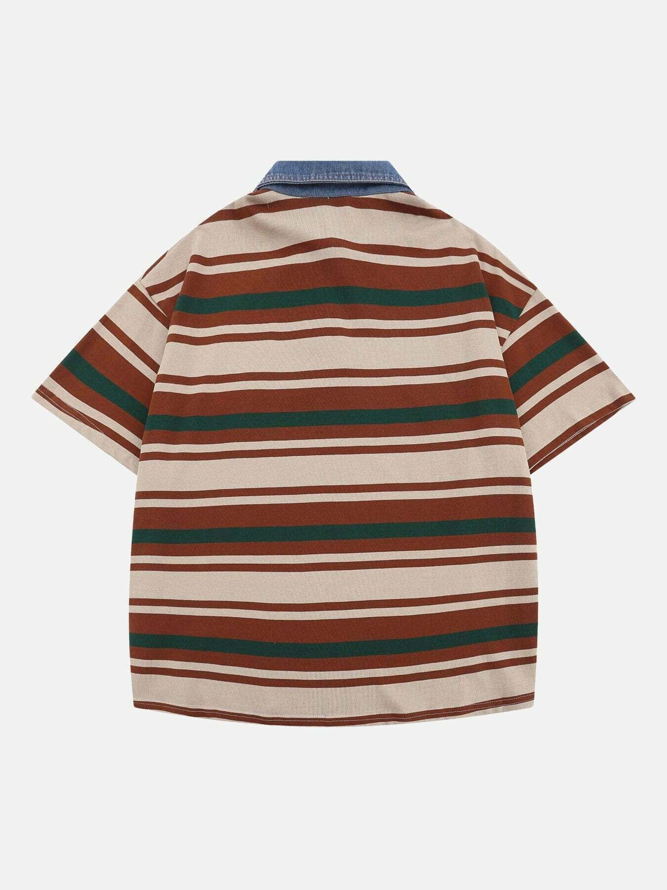 Retro Striped Polo Shirt: Gen Z K-POP Streetwear for Y2K Style