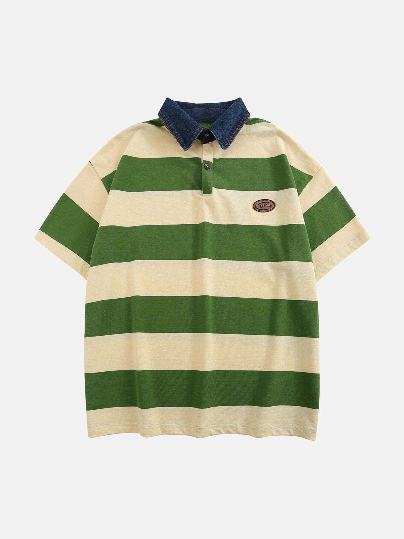 Retro Striped Polo Shirt: Trendy Gen Z K-POP Streetwear