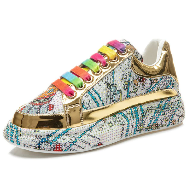 Rhinestone Fashion Sneakers: Trendy Gen Z K-POP Streetwear