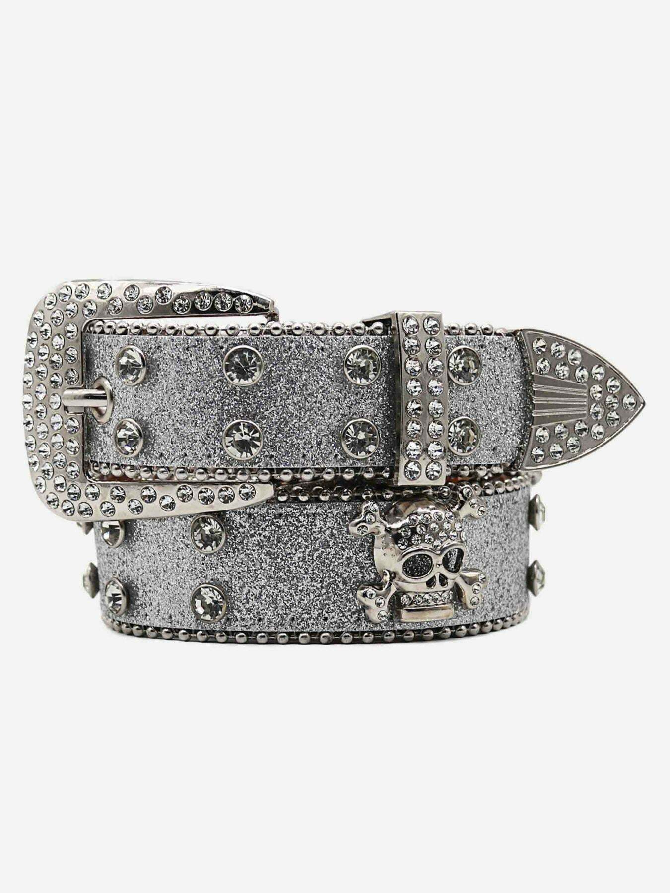 Rhinestone Skull Belt - Trendy Gen Z K-POP Streetwear Accessory