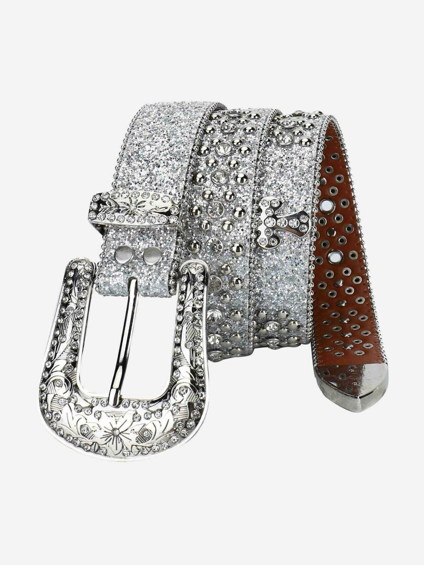 Rhinestone Studded Belt: Trendy Gen Z K-POP Streetwear