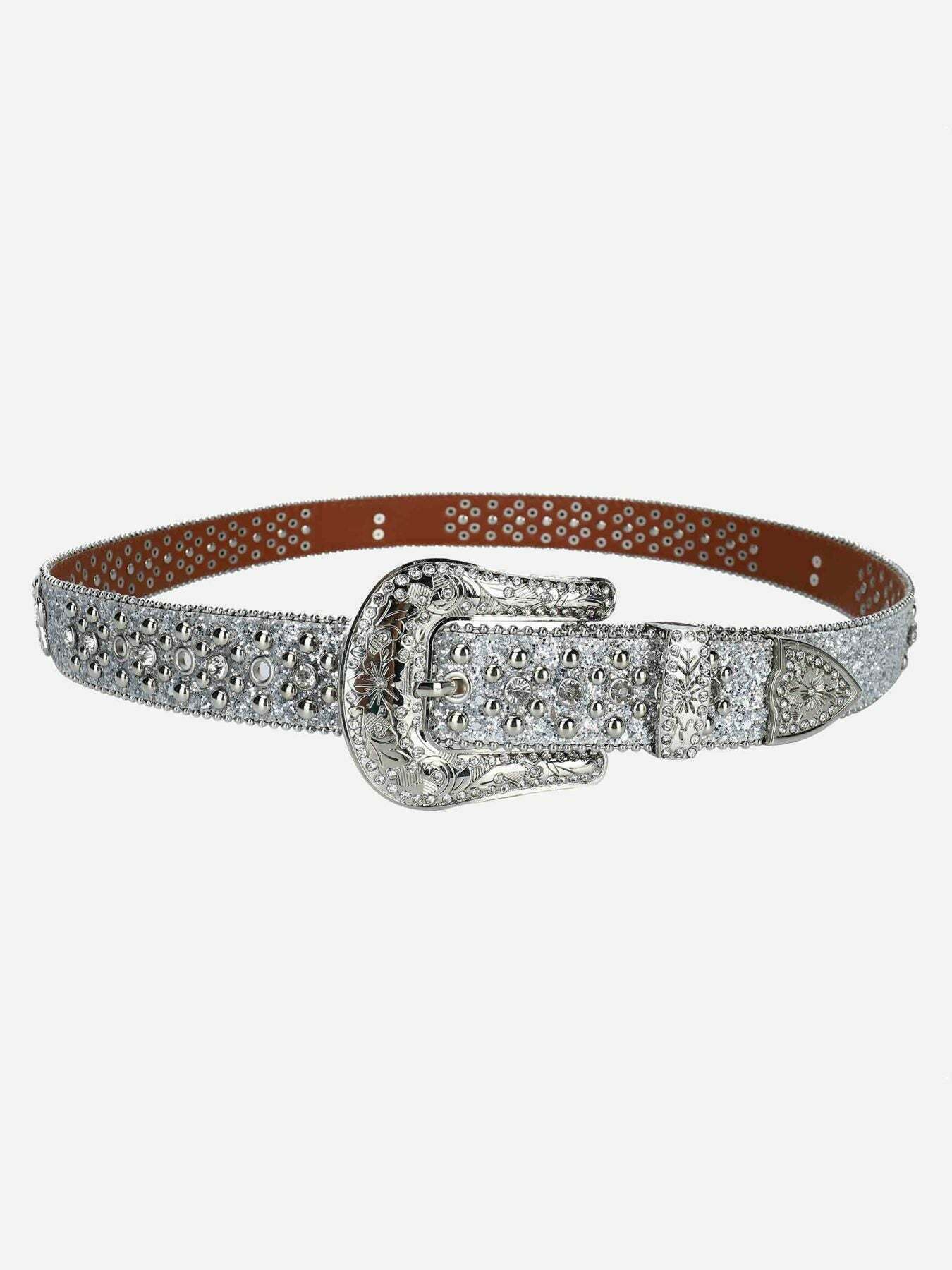 Rhinestone Studded Belt: Trendy Gen Z K-POP Streetwear