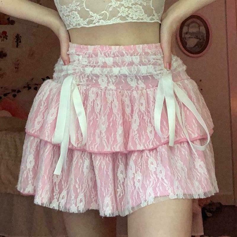 Rose-Scented Lace Kawaii Fairycore Princess Skirt - Gen Z Streetwear