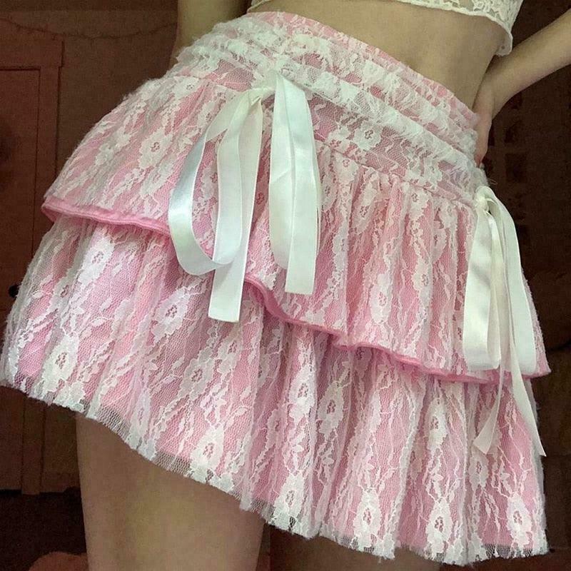 Rose-Scented Lace Kawaii Fairycore Princess Skirt - Gen Z Streetwear