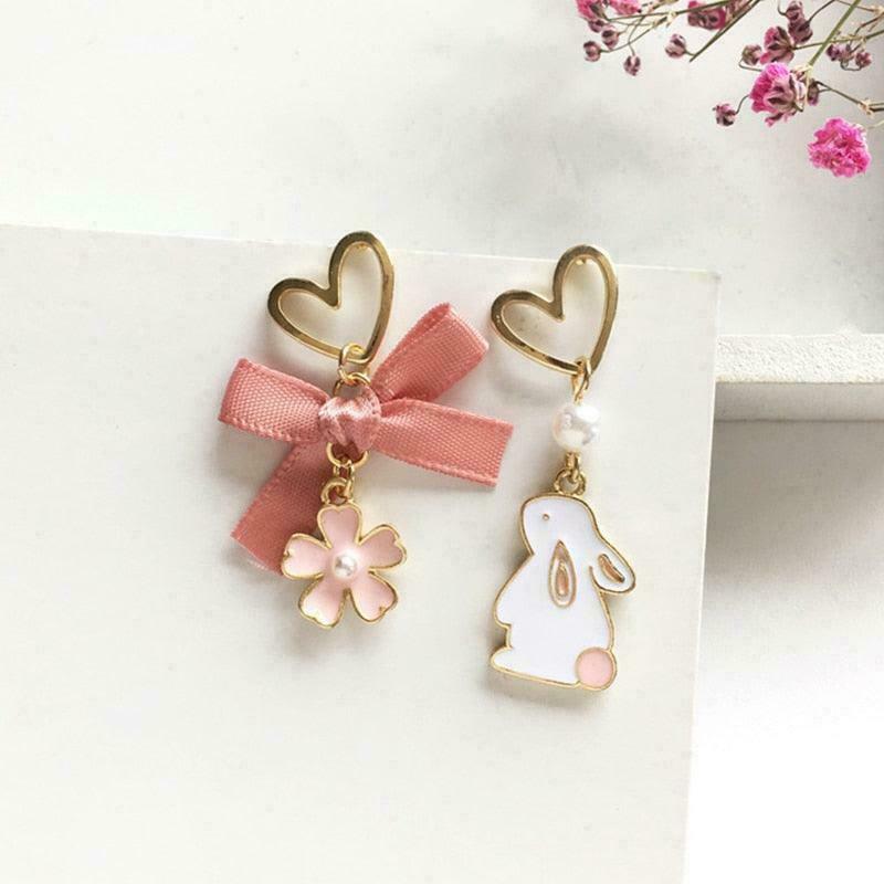 Sakura Usagi Rabbit Fairycore Earrings - Gen Z K-POP Streetwear Y2K