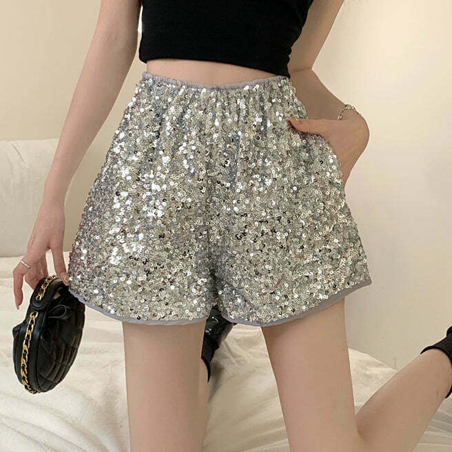 Sequin Wide Leg Pants: Trendy Gen Z K-POP Streetwear