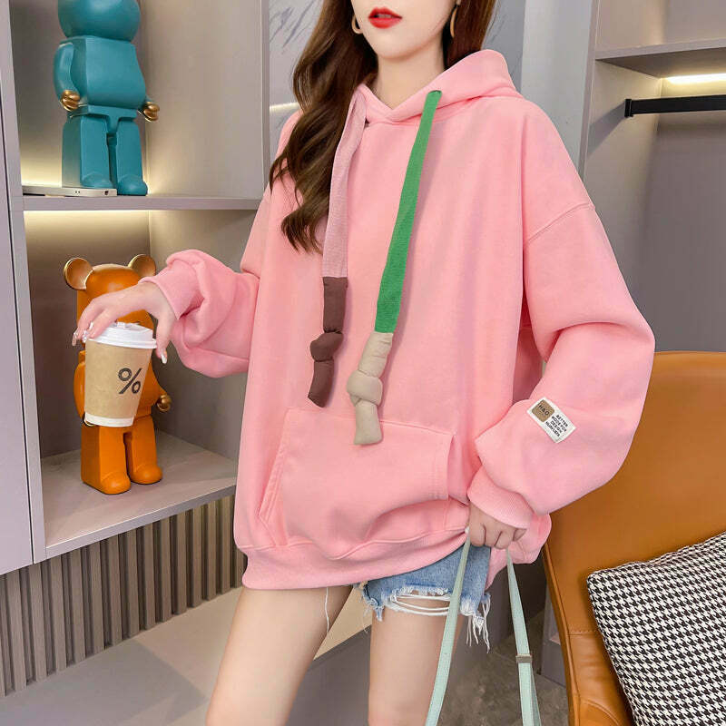 Silver Fox Velvet Collar Plus Size Thick Sweatshirt for Gen Z K-POP Streetwear