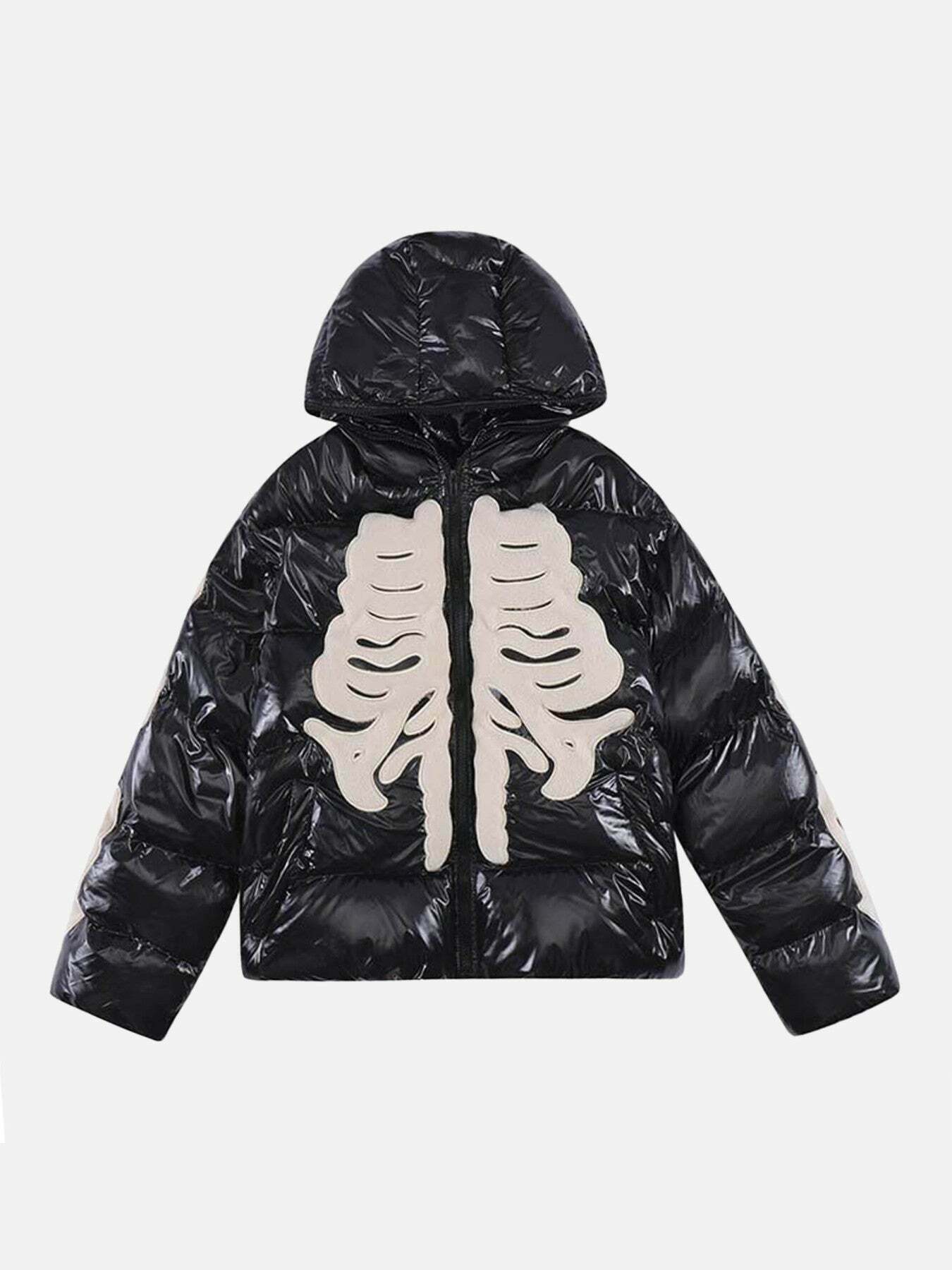 Skeleton Embroidered Cotton Jacket for Gen Z Streetwear