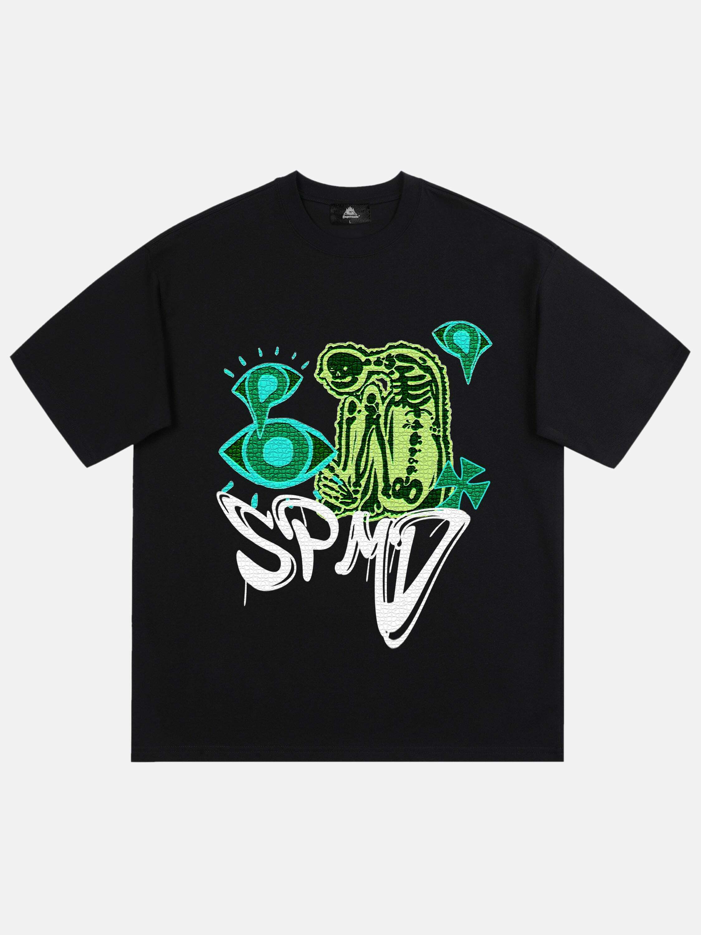 Skull Graffiti Letter Print Tee for Gen Z Streetwear Style