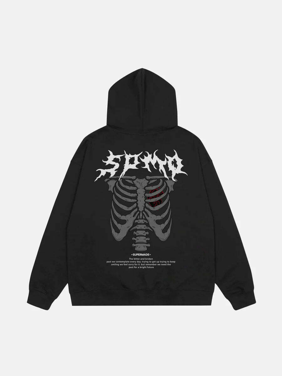 Skull Print Hoodie for Gen Z: Trendy K-POP Streetwear