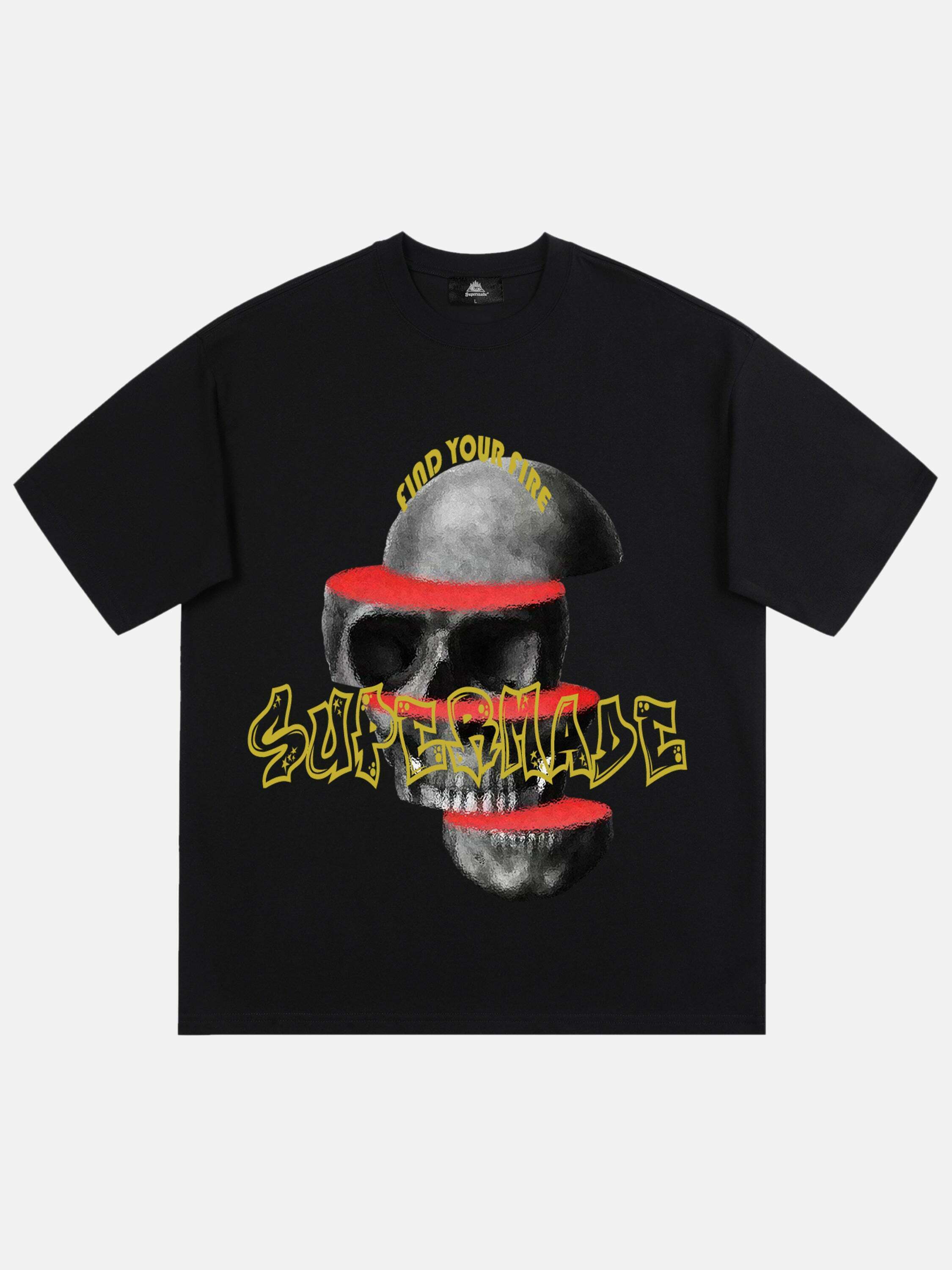 Skull Print Tee: Edgy Gen Z K-POP Streetwear for Y2K Style