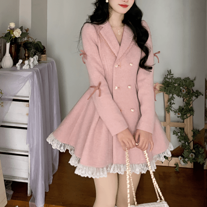 Snow-Dusted Rosy Lamplight Fairycore Sweater Dress for Gen Z Fashionistas