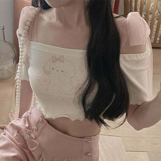 Snowy Valentine Kawaii Princesscore Top for Gen Z Streetwear