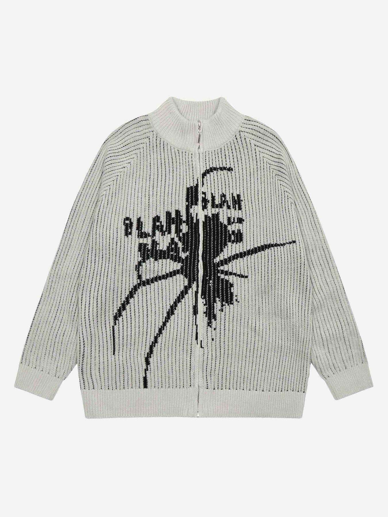 Spider Alphabet Print Cardigan Jacket for Gen Z Fashion - Y2K Streetwear