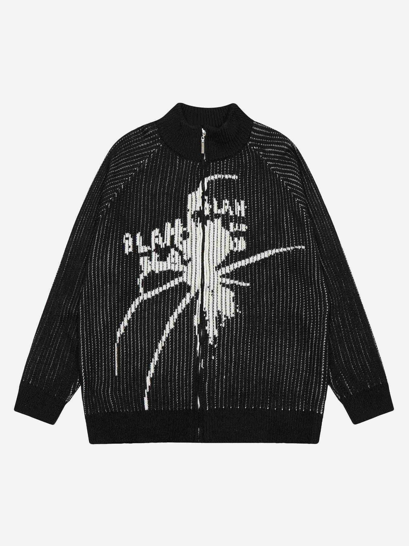 Spider Alphabet Print Cardigan Jacket for Gen Z Fashion - Y2K Streetwear