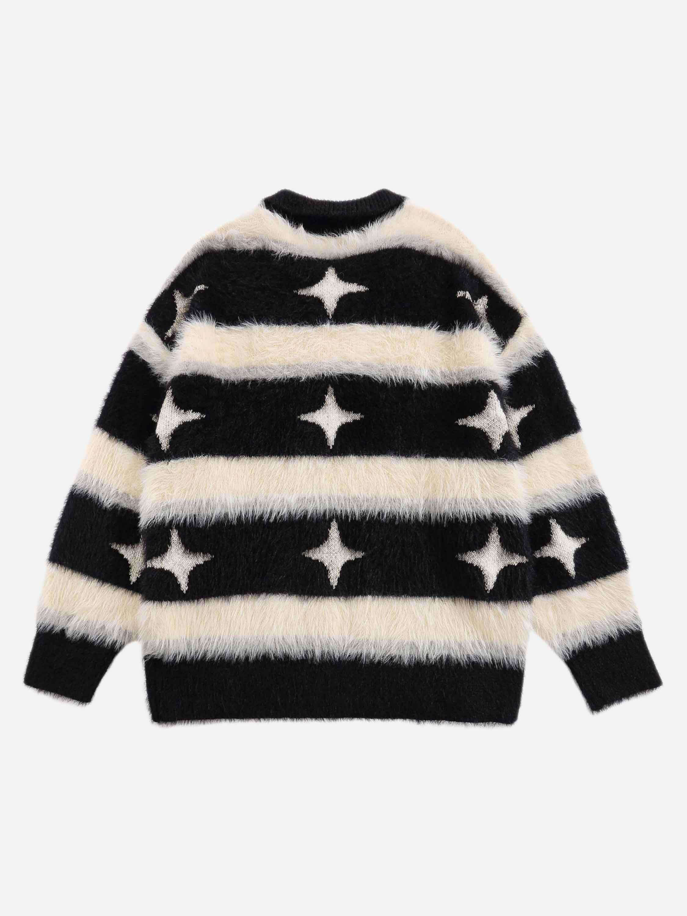 Star Lapel Striped Sweater: Trendy Gen Z K-POP Streetwear