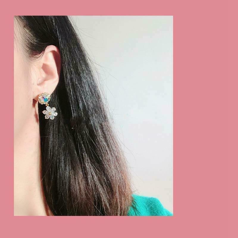 Starry Flower Drop Earrings: Gen Z K-POP Streetwear Y2K Fashion