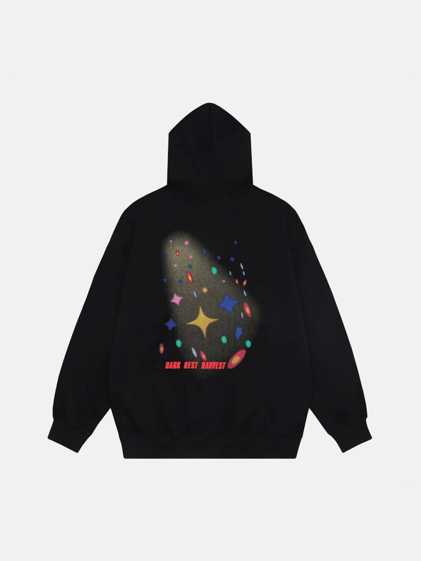 Starry Letter Print Hoodie for Gen Z Fashion: K-POP, Streetwear, Y2K