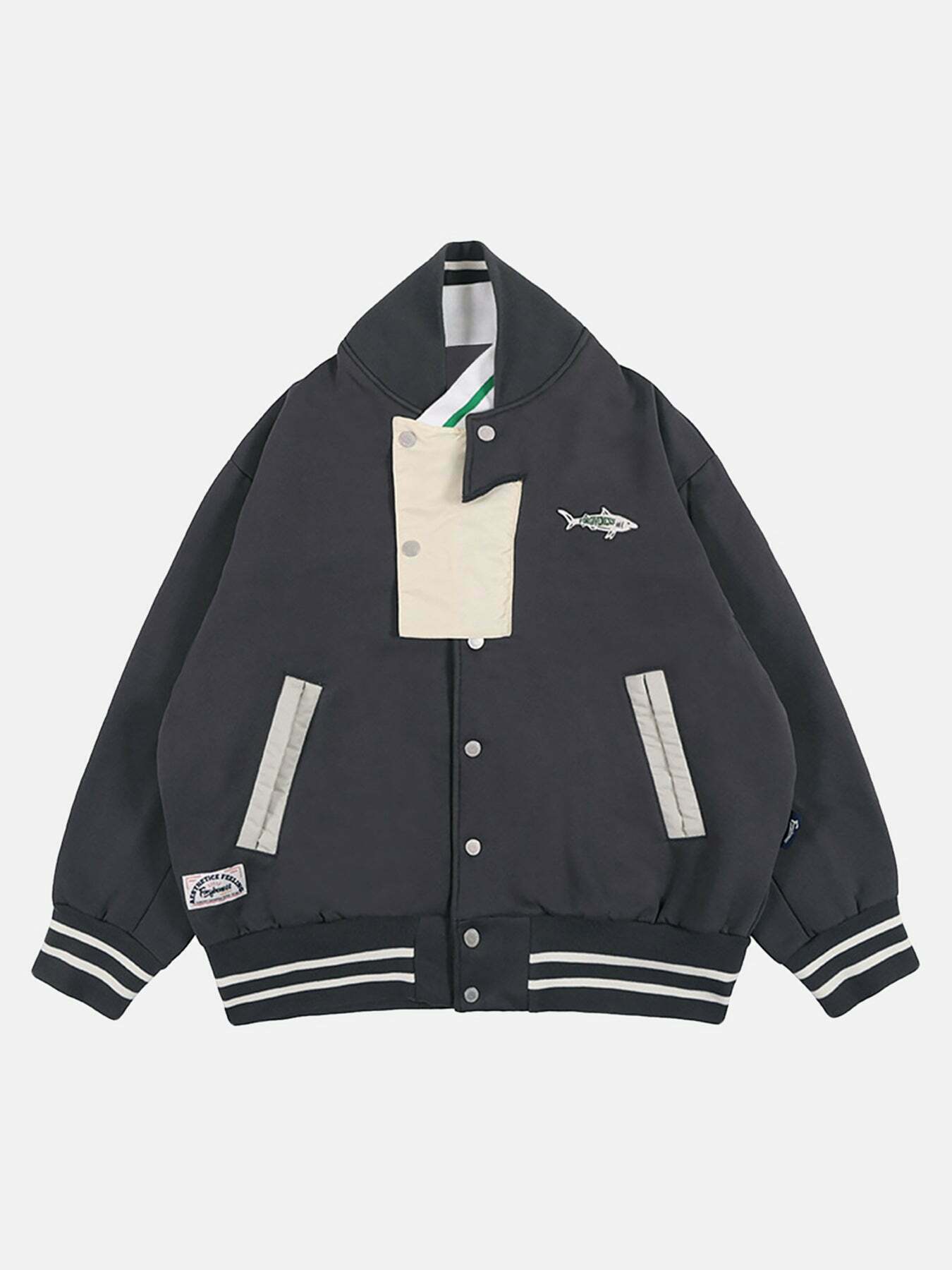 Stitching Thread Irregular Loose Baseball Jacket for Gen Z Fashion: Y2K Streetwear