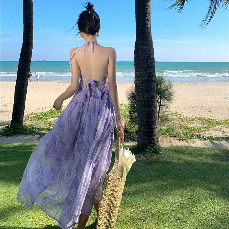 Strapless Backless Flowy Dress for Gen Z Fashion: K-POP, Streetwear, Y2K