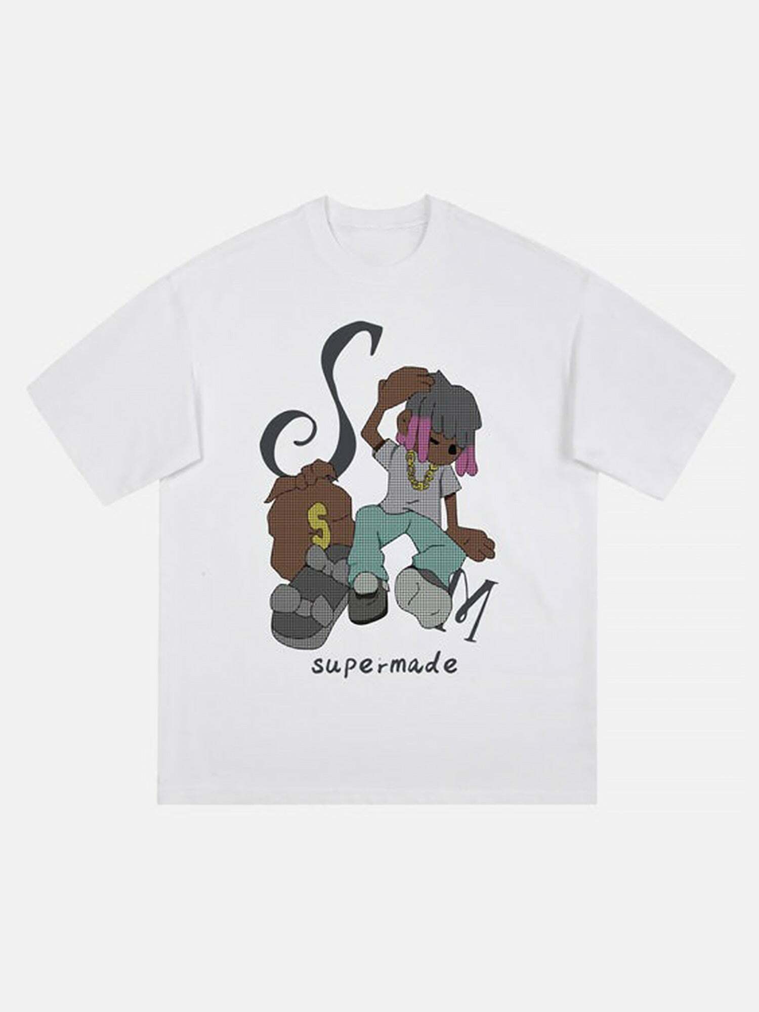 Streetwear Hip Hop Cartoon Character Graphic Tee for Gen Z Fashion