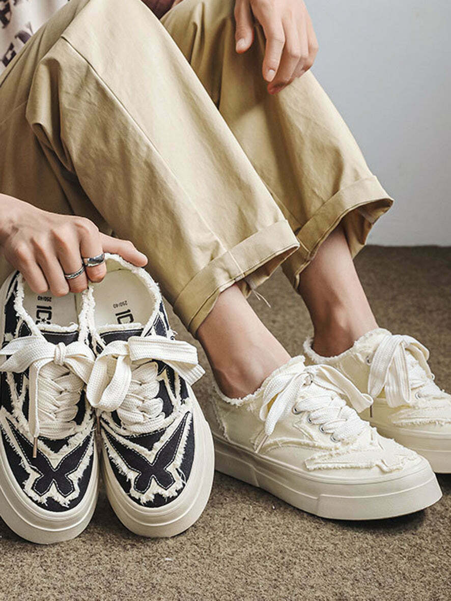 Stylish Gen Z Canvas Sneakers: Trendy K-POP Streetwear for Y2K Fashion