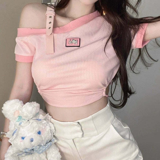 Stylish Gen Z K-POP Streetwear Short Sleeve Crop Top