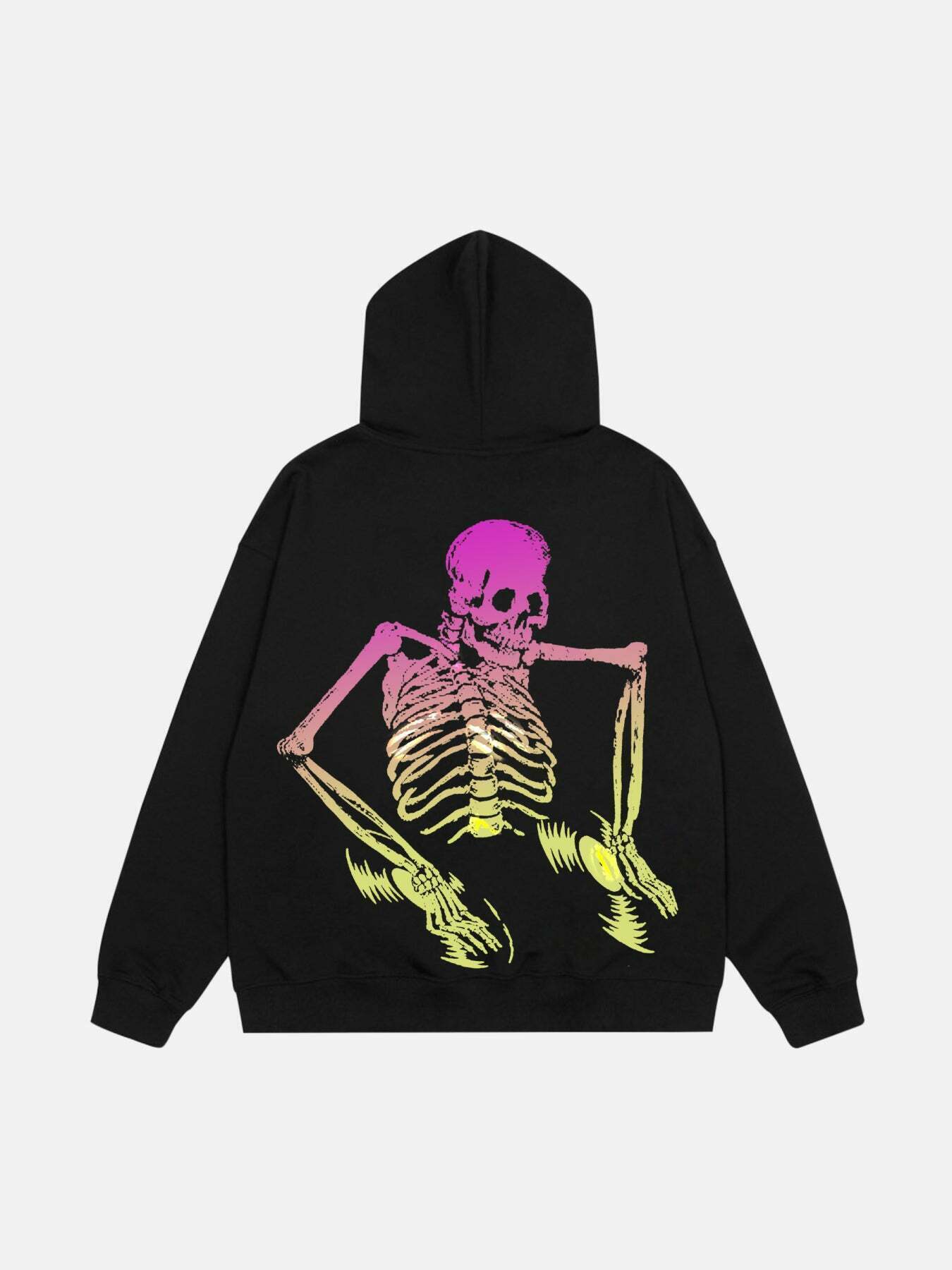 Stylish Skull Print Hoodie for Gen Z Fashionistas - K-POP Streetwear with Y2K Vibes