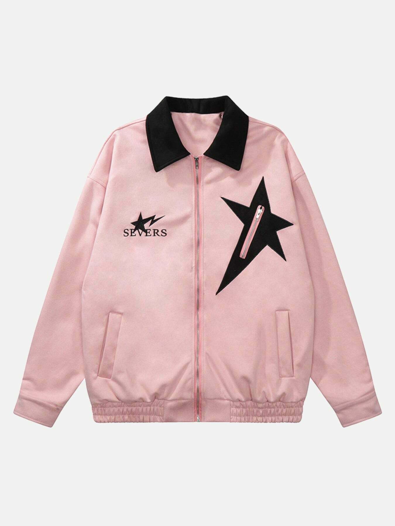 Stylish Star Embroidered Gen Z Streetwear Jacket