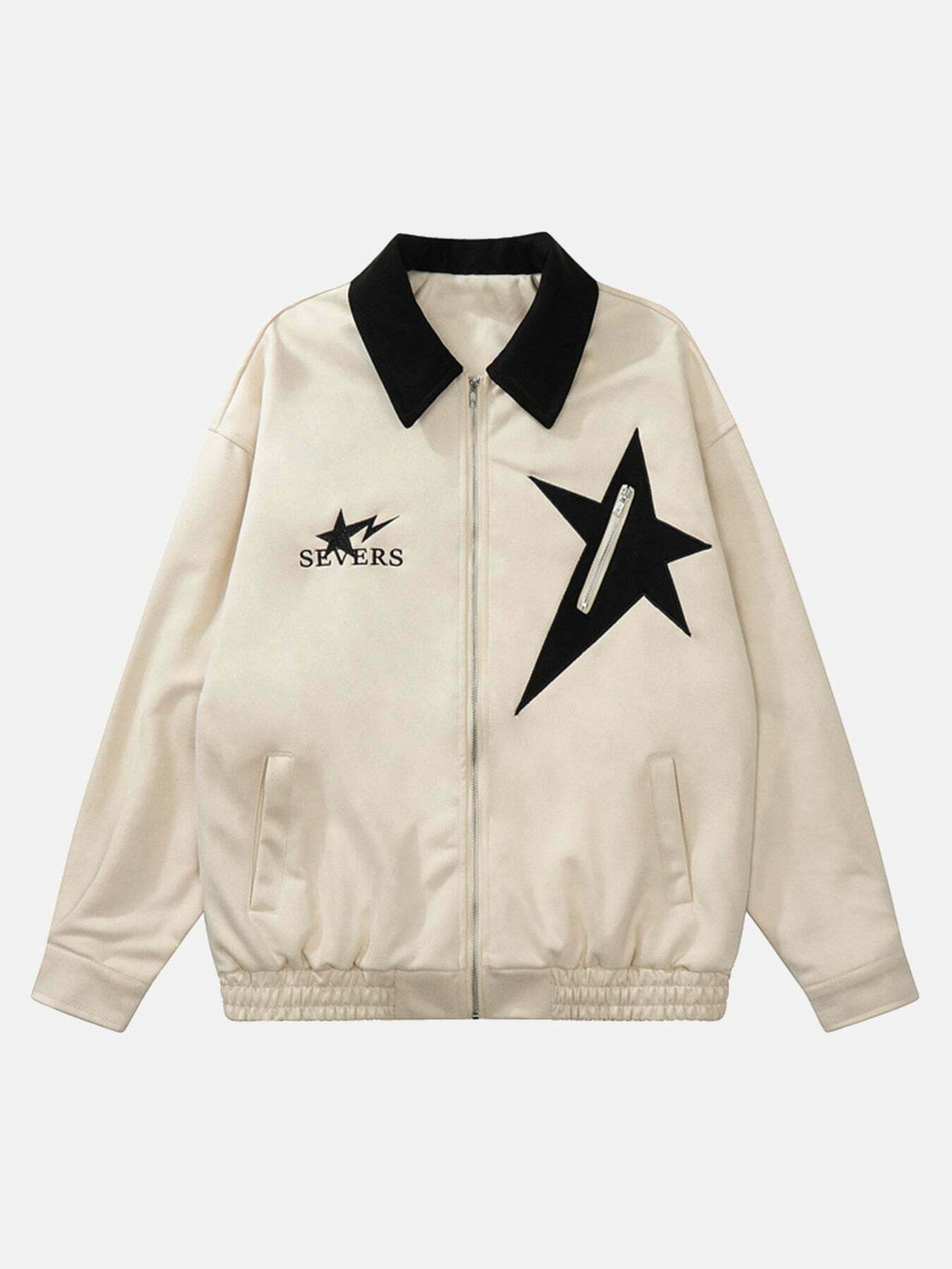 Stylish Star Embroidered Gen Z Streetwear Jacket