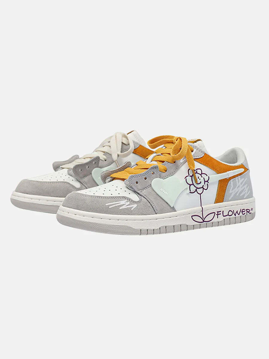 Sunflower Print Gen Z Skate Shoes for Couples - Trendy Streetwear