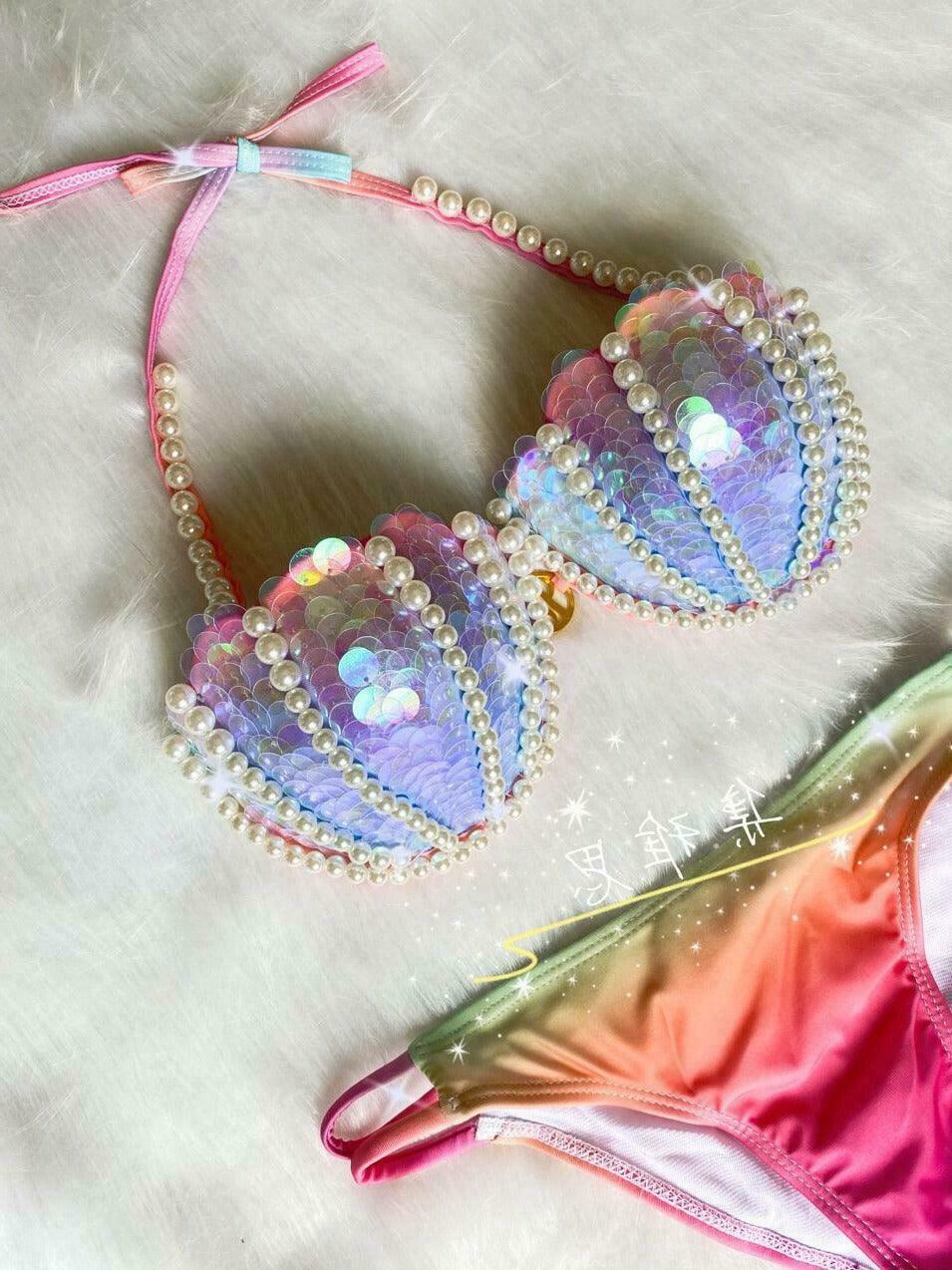 Sunset Glow Mermaid Bikini for Gen Z Fashion: Fairycore & Princesscore Style