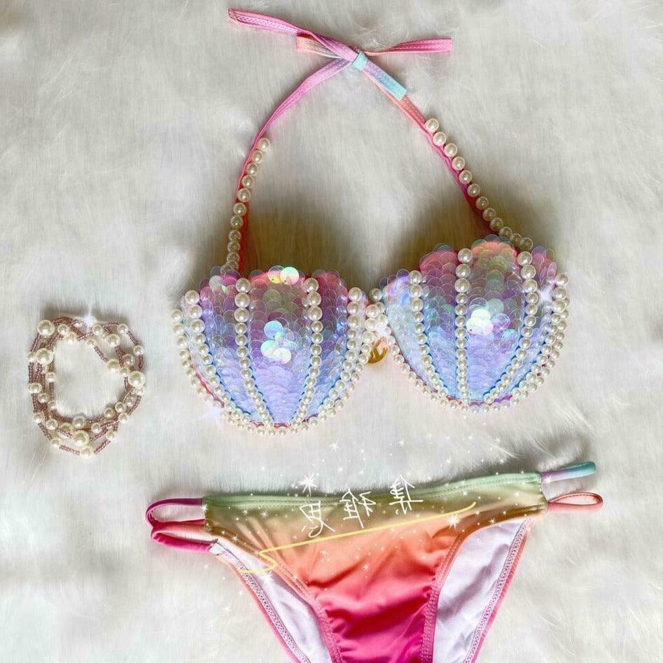 Sunset Glow Mermaid Bikini for Gen Z Fashion: Fairycore & Princesscore Style