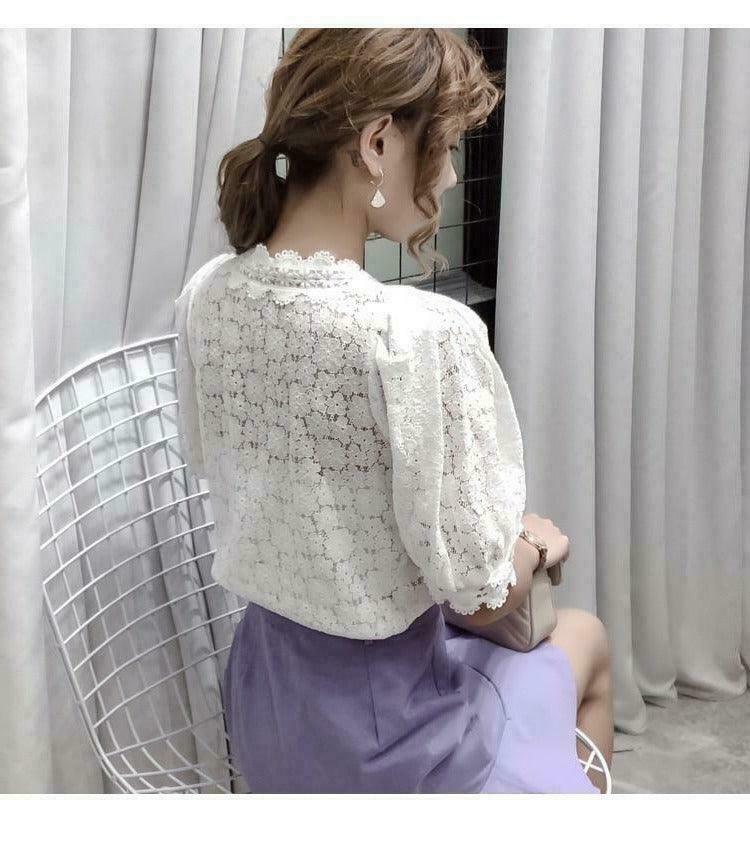 Sunshine Petals Lace Blouse: Gen Z K-POP Streetwear Y2K Fashion