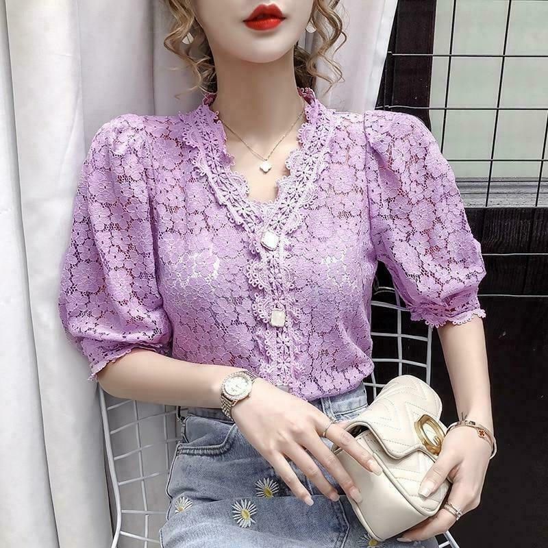 Sunshine Petals Lace Blouse: Gen Z K-POP Streetwear Y2K Fashion