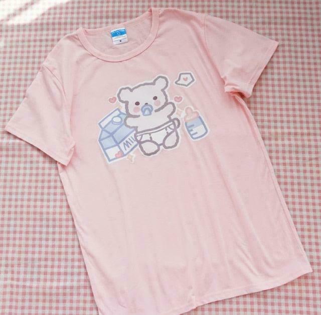 Sweet Cottagecore Baby Bear Top | Gen Z K-POP Streetwear Y2K Fashion