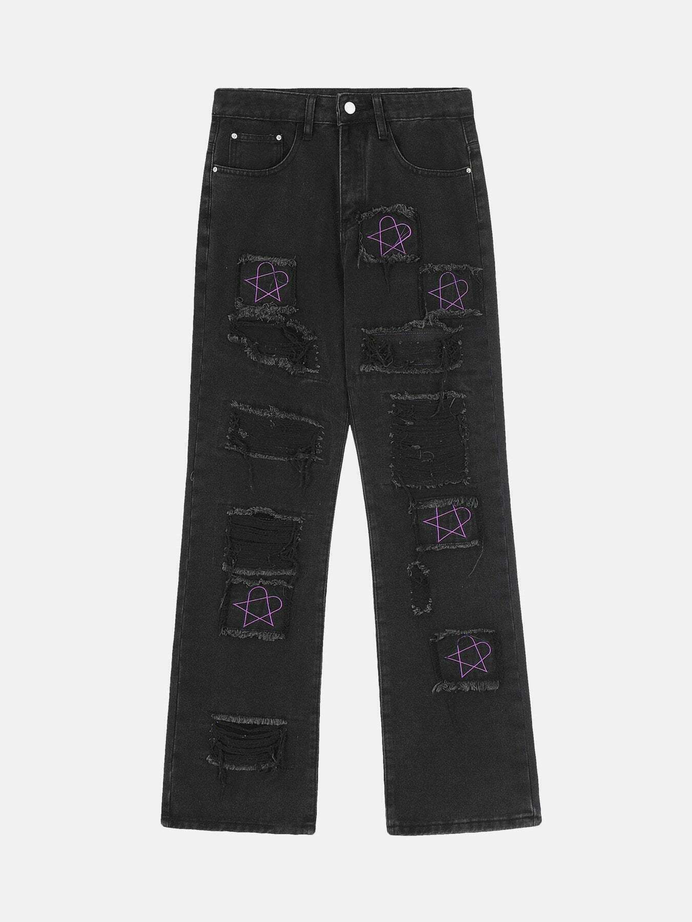 Trendy Gen Z K-POP Streetwear: High-Quality Distressed Jeans