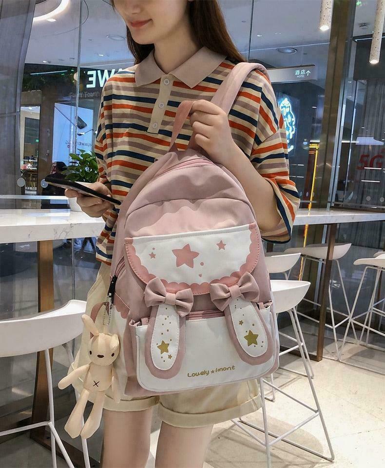 Usagi Bunny Fairycore Backpack with Optional Stuffy - Gen Z K-POP Streetwear