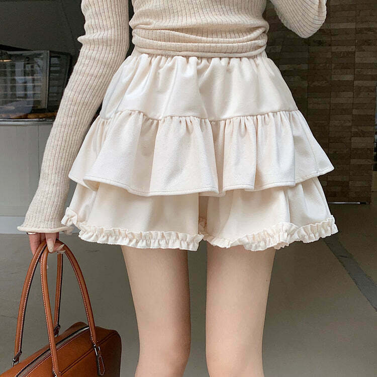 Velvet High Waist Cake Short Skirt - Gen Z K-POP Streetwear Y2K